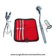 Hegar uterine dilator 3 pieces set,3-4, 5-6, 9-10,wartenberg pinwheel, mathieu speculum, collin large